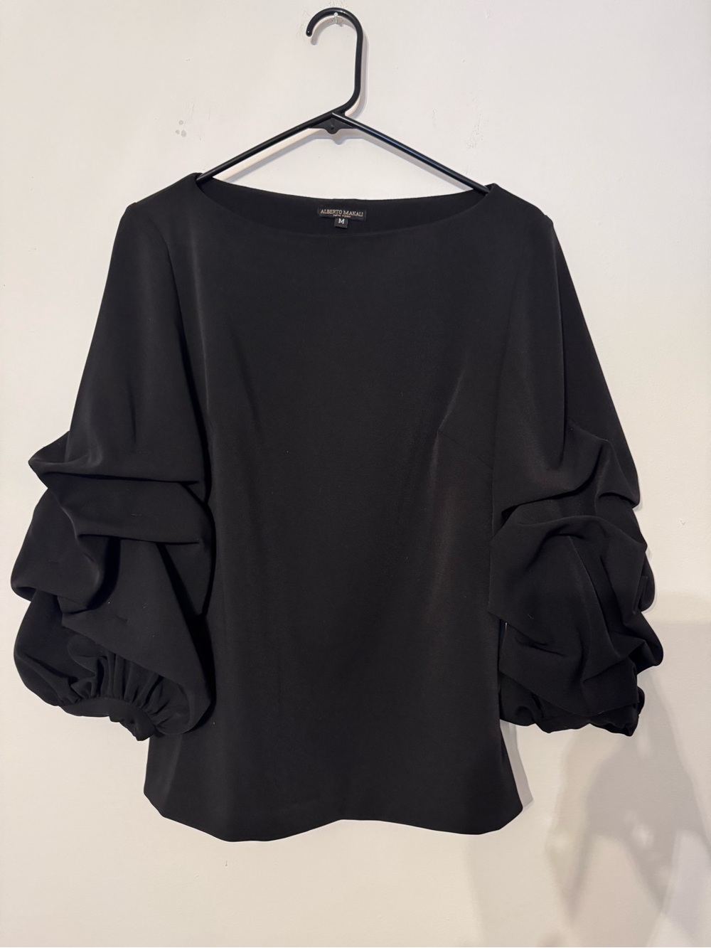 Alberto Makali Black Ruffle Sleeve Women’s Top